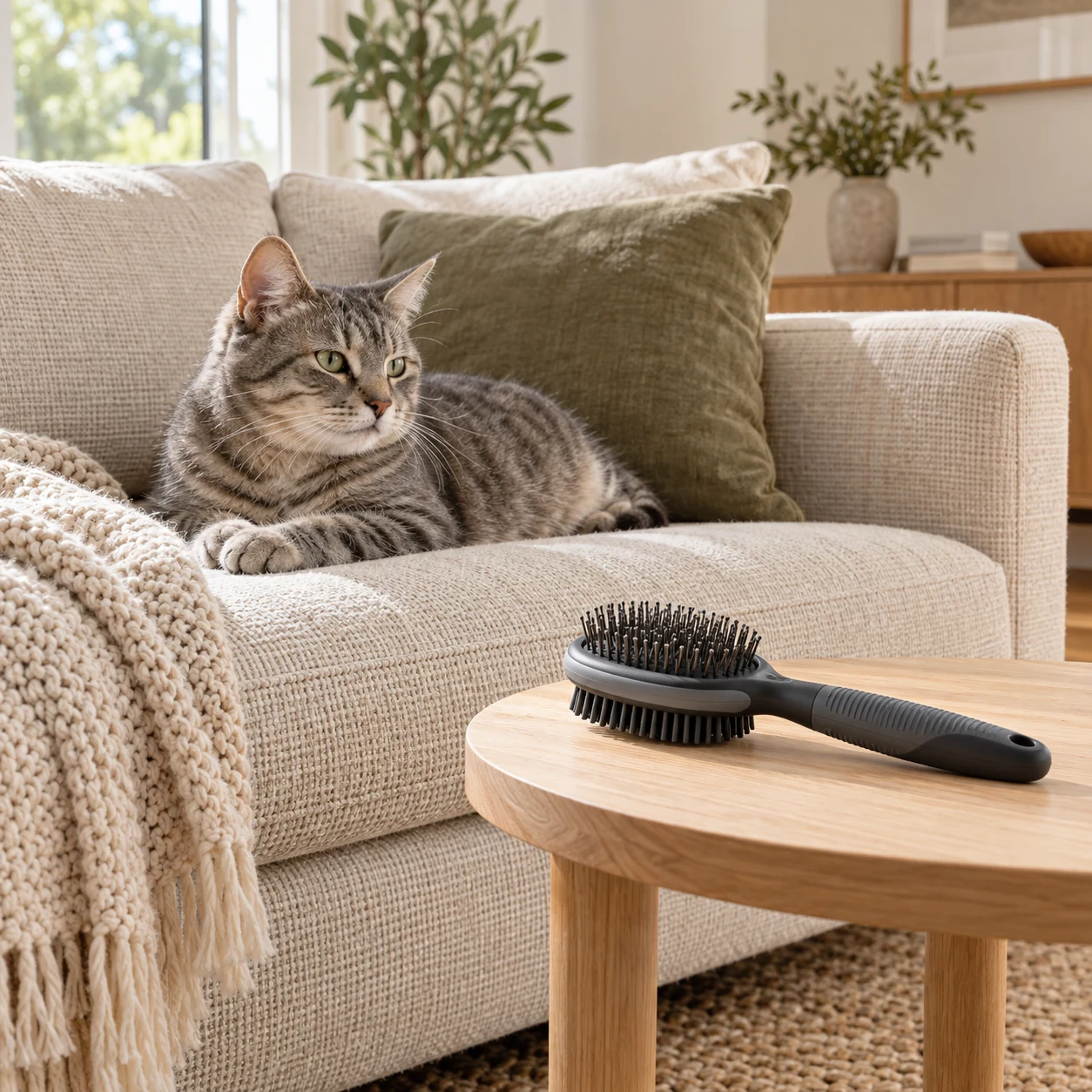 A calm home shared with a cat
